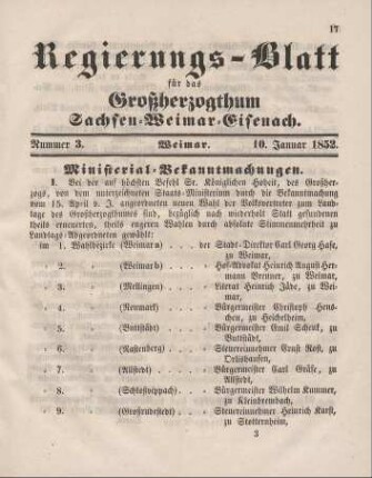 Nr. 3 : 10. Januar 1852