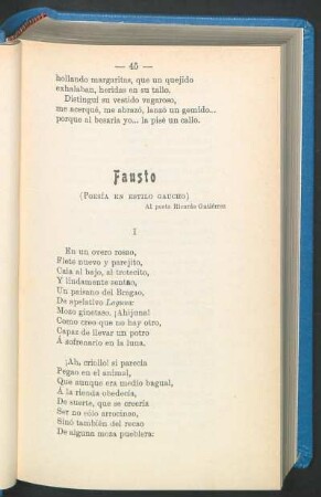 Fausto : (Poesía en estilo gaucho). Al poeta Ricardo Gutiérrez