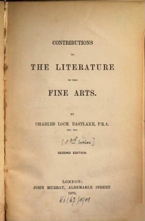Contributions to the literature of the fine arts, [1]