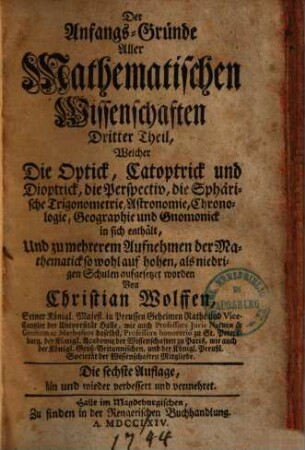 Die Anfangsgründe aller Mathematischen Wissenschaften, 3