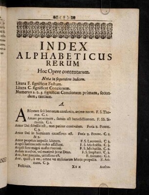 Index Alphabeticus Rerum