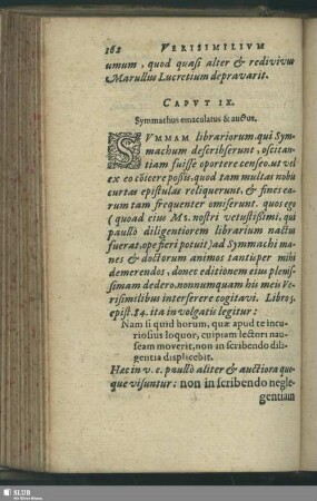 Caput IX. Symmachus emaculatus & auctus
