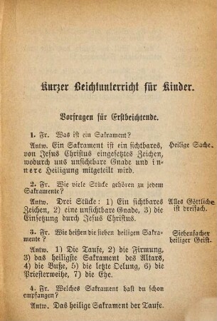 Kurzer und leichtfaßlicher Beichtunterricht für Kinder