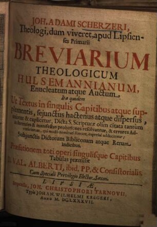 Breviarium theologicum Hulsemannianum enucleatum atque auctum ...