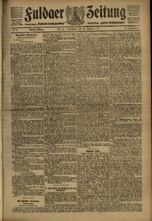 Erste Ausgabe vom Donnerstag, den 26. Januar 1911.