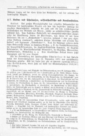 §7. Kultus und Schulwesen, wissenschatliche und Kunstanstalten.