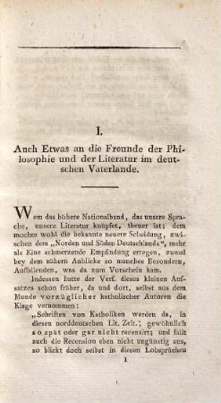 Ueber das Loos katholischer Schriftsteller in den Literatur-Zeitungen der Protestanten : etwas an die Freunde der höhern wissenschaftlichen Bildung im deutschen Vaterlande ; nebst einer Zugabe über den gegenwärtigen Zustand der kritischen Literatur in Bayern