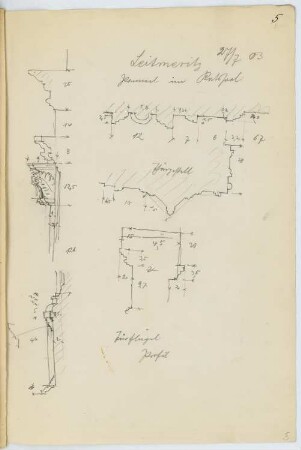 Rathaus, Leitmeritz: Details Ratssaal (aus: Skizzen- und Fotoalbum 21)