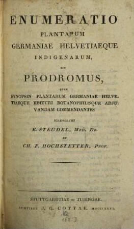 Enumeratio Plantarum Germaniae Helvetiaeque indigenarum