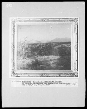 Landschaft mit gebirgigem Hintergrund