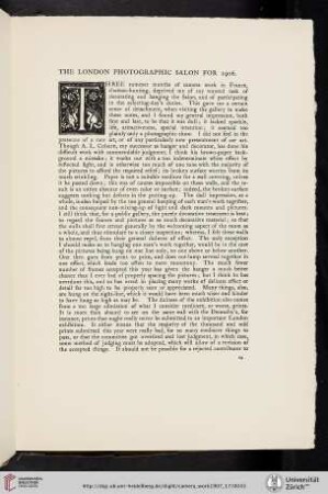 The London Photographic Salon for 1906