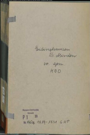 Kirchenbuchduplikat der evangelischen Gemeinde Eidinghausen, Kreis Minden (GHT 1819-1831) (Gemeinde: Evangelische Gemeinde Eidinghausen)