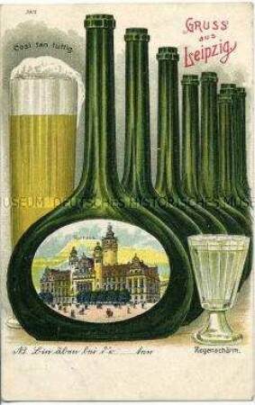 Humoristische Grußkarte aus Leipzig