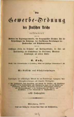 Die Gewerbe-Ordnung des Deutschen Reichs