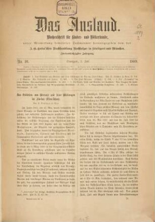 Das Ausland : Wochenschrift für Erd- und Völkerkunde. 62, 2. 1889