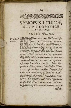 Synopsis Ethicae, Seu Philosophiae Practicae