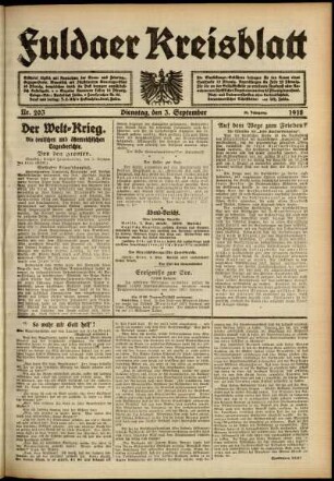 Ausgabe vom Dienstag, den 03. September 1918.