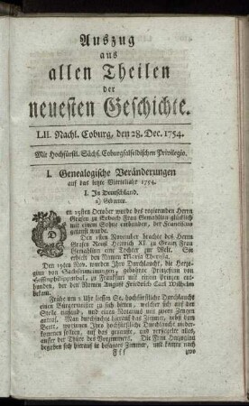 LII. Nachl. Coburg, den 28. Dec. 1754.