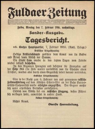 Ausgabe vom Montag, den 07. Februar 1916.