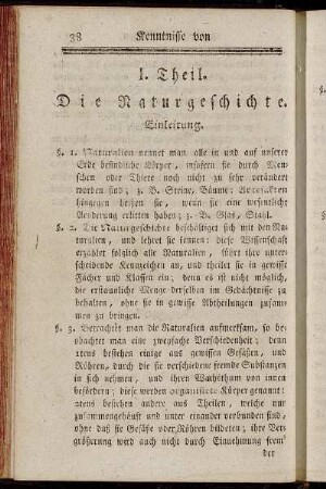I. Theil. Die Naturgeschichte