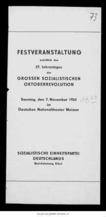 Festveranstaltung anläßlich des 37. Jahrestages der großen sozialistischen Oktoberrevolution