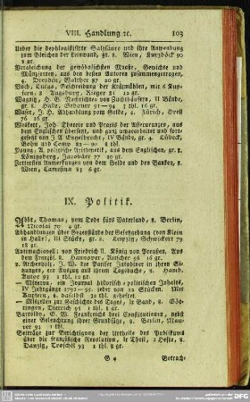 IX. Politik