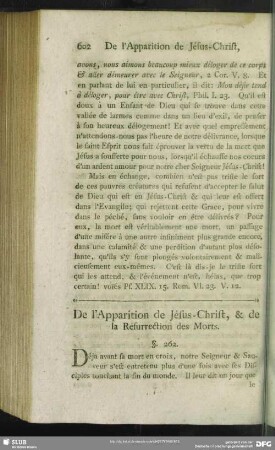 De l'Apparation de Jésus-Christ, & de la Resurrection des Morts