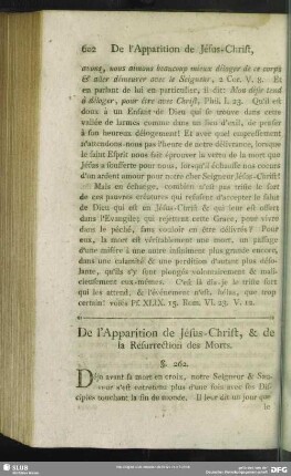 De l'Apparation de Jésus-Christ, & de la Resurrection des Morts