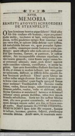 XXVIII. Memoria Ernesti Augusti Schroederi de Sternfeldt