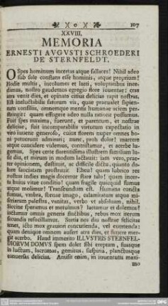 XXVIII. Memoria Ernesti Augusti Schroederi de Sternfeldt