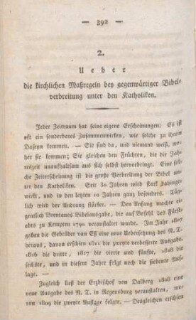 392-400 Ueber die kirchlichen Maßregeln bey gegenwärtiger Bibelverbreitung unter den Katholiken