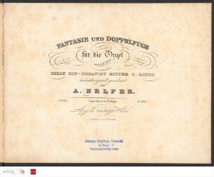 Fantasie und Doppelfuge : für die Orgel