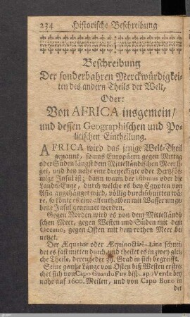 Von AFRICA insgemein