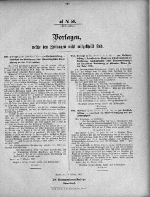 Anlage: ad No.56 (933-935), Vorlagen, welche den Zeitungen nicht mitgeteilt sind