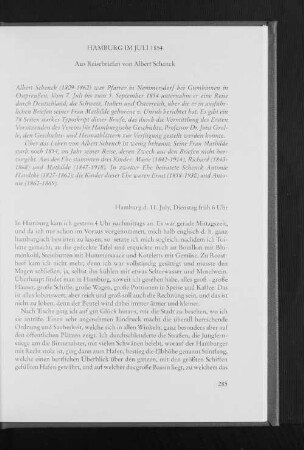 Hamburg im Juli 1854 : Aus Reisebriefen von Albert Schenck