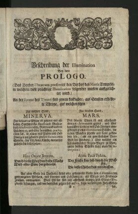 Beschreibung der Illumination Bey dem Prologo.