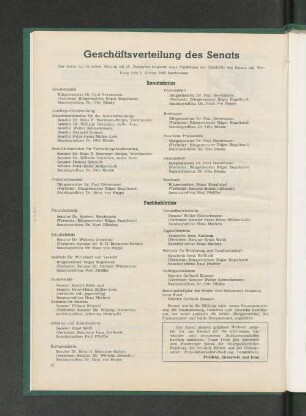 Geschäftsverteilung des Senats