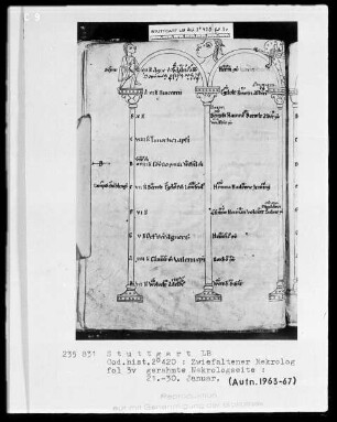 Necrologium Zwiefaltense — Stehender Mann, Kopf und Drache, Folio 3verso
