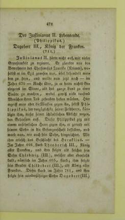 Des Justinianus II. Lebensende. (Philippikus.) Dagobert III., Koenig der Franken. (711.)