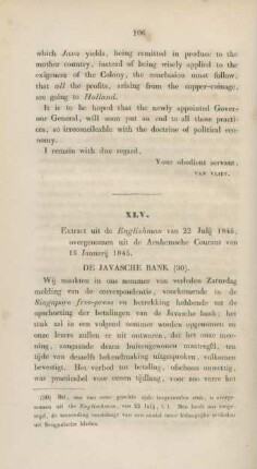 XLV. Extract uit de Englishman van 22 Julij 1845, overgenommen uit de Arnhemsche Courant van 15 Januarij 1845.