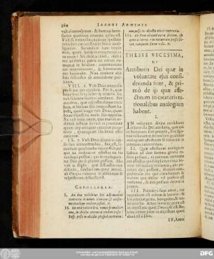 Thesis Vicesima, De Attributis Dei quae in voluntate eius consideranda sunt, & primò de iis quae affectuum in creaturis rationalibus analogiam habent.