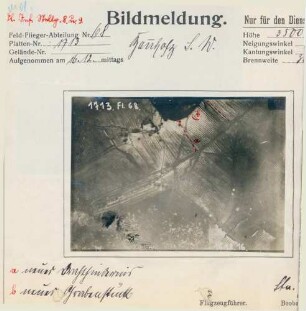 Foto gegnerischer Stellungen südwestlich Hauholz bei Carspach (Luftbild)