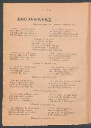 Inno anarchico : (Sull'aria dell'inno francese "Anti Patriota")