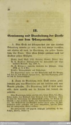 II. Gewinnung und Bearbeitung der Stoffe aus dem Pflanzenreiche