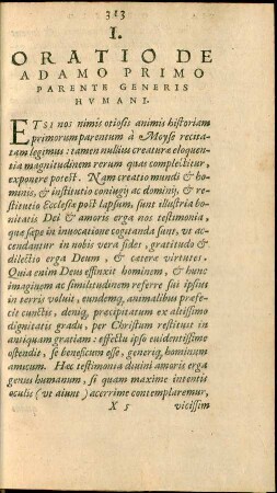 Oratio De Adamo Primo Parente Generis Humani.