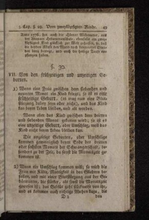 VII. Von den frühzeitigen und unzeitigen Geburten.