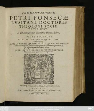2: Continet Hic Tomus Quinti Libri Explicationem