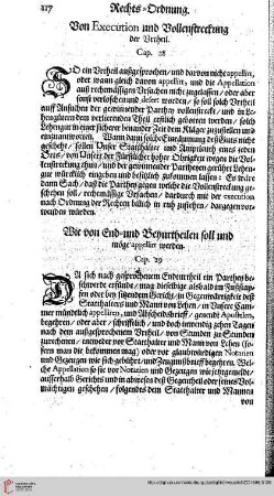 Cap. 28. Von Execution und Vollenstreckung der Urtheil.