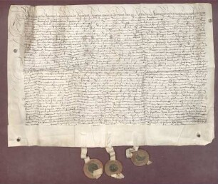Erbhuldigungsrevers der Stadt und des Amtes Kuppenheim gegen die Vormünder des Markgrafen Philipp II. von Baden-Baden als dessen Leibeigene