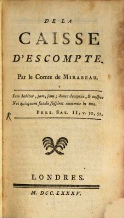 De La Caisse D'Escompte